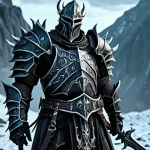 A fearsome Death Knight in Dragon Valley, wielding the Death Knight's Sword and clad in Death Knight's Armor.