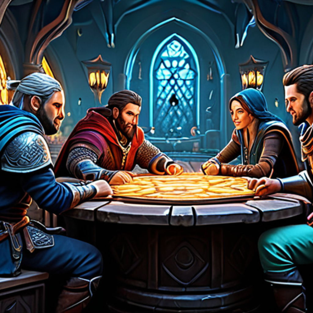 **

"A group of fully clothed players in a bustling online game setting, surrounded by fantasy elements and UI displays, working together on a quest. Professional digital art, appropriate content, safe for work, perfect anatomy, well-formed hands, vibrant colors, dynamic composition, fantasy environment, modest clothing, family-friendly."

**