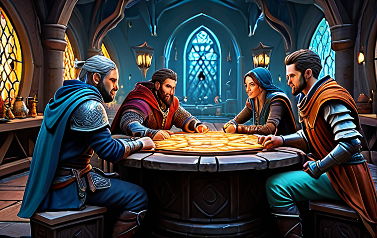 **

"A group of fully clothed players in a bustling online game setting, surrounded by fantasy elements and UI displays, working together on a quest. Professional digital art, appropriate content, safe for work, perfect anatomy, well-formed hands, vibrant colors, dynamic composition, fantasy environment, modest clothing, family-friendly."

**