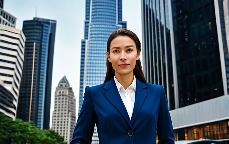 **

"A professional businesswoman in a modest, dark blue business suit, standing confidently in front of a skyscraper in a bustling city center, fully clothed, appropriate attire, safe for work, perfect anatomy, correct proportions, professional photograph, high quality, realistic lighting."

**