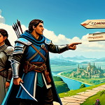 리니지 서버별 특징과 장단점 - **Prompt:** A group of diverse, fully clothed adventurers (mage, warrior, archer) in modest fantasy ...