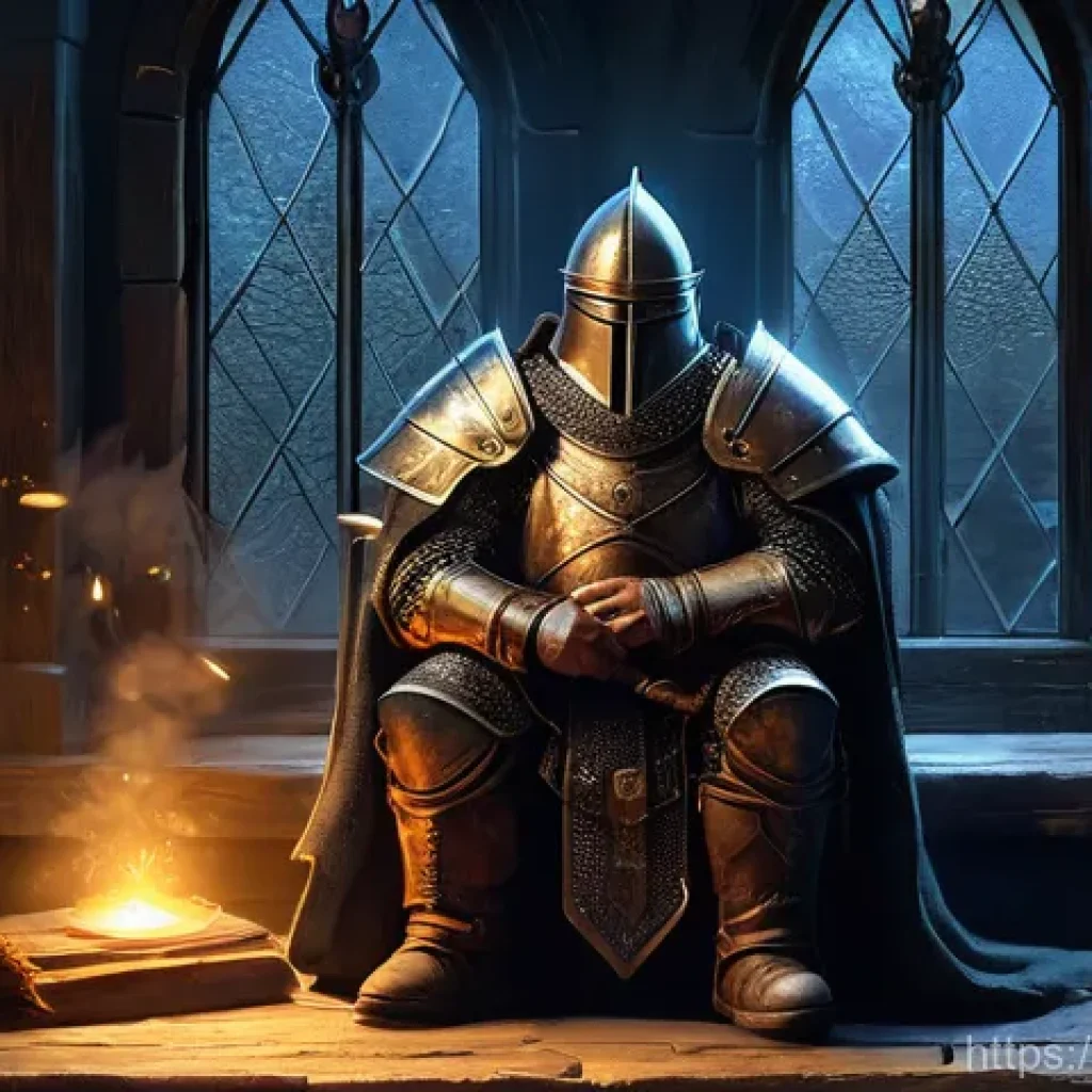 리니지 장비 강화 성공 확률 - Sparks occasionally fly from the bow's ethereal representation within the window, reflecting the med...