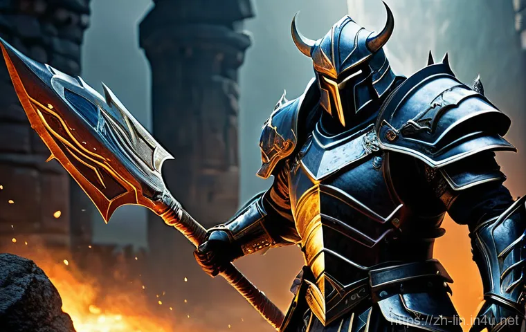 리니지 변신 장비 효과 - **Mythic Transformation in Dynamic Combat:**
    A Lineage M-style character, an imposing male Berse...