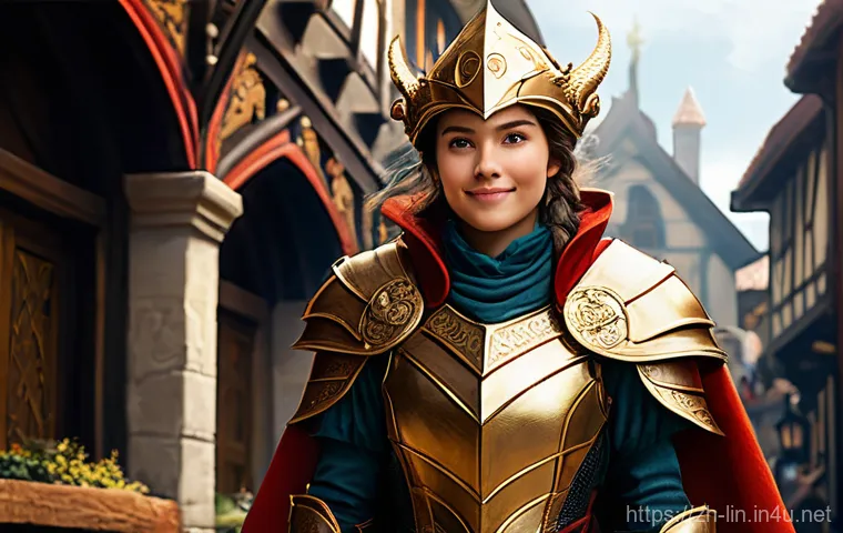 리니지 희귀 장비 설명 - **Prompt: The Legendary Champion's Return**
    A triumphant female adventurer, in her late 20s, wit...