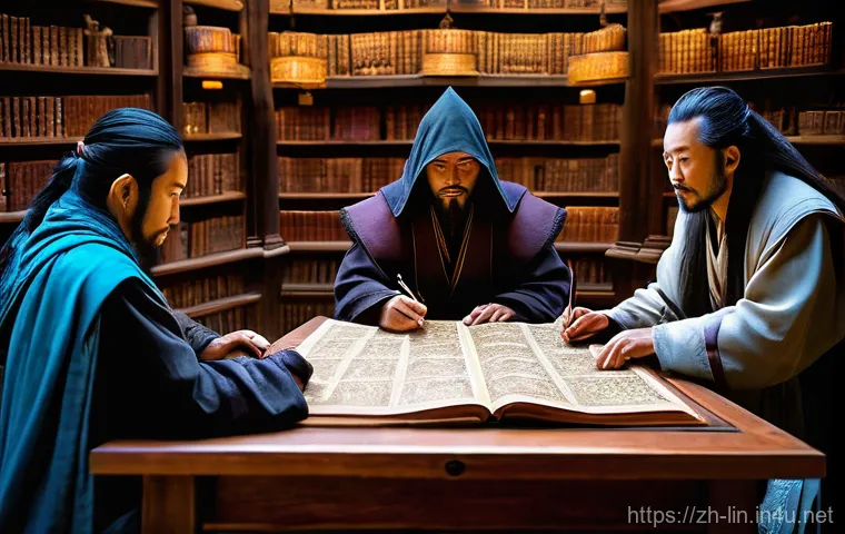 리니지 단체 사냥 전략 - **A dynamic combat scene featuring the "Iron Triangle" team in a classic fantasy dungeon.** A heavil... 리니지 단체 사냥 전략 - **A dynamic combat scene featuring the "Iron Triangle" team in a classic fantasy dungeon.** A heavil...