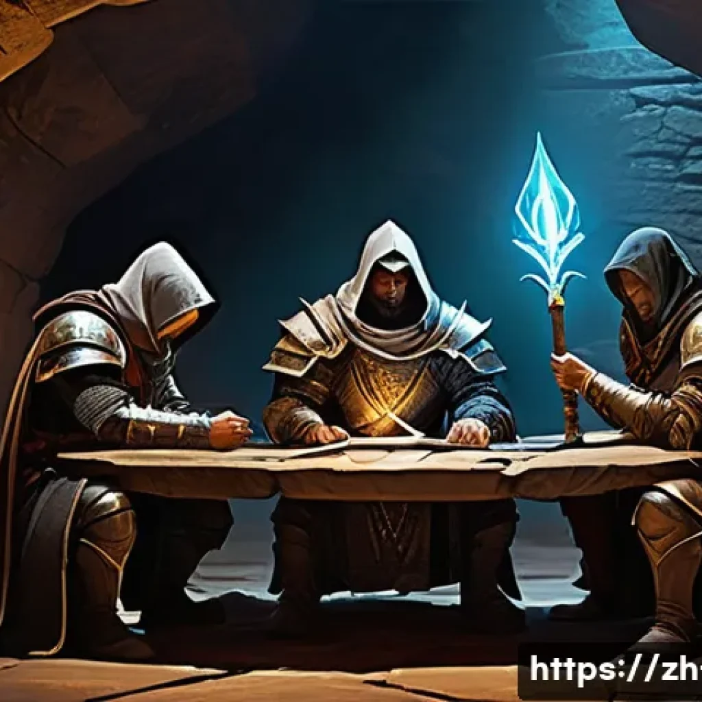 리니지 희귀 보스 공략법 - **Prompt 1: "Strategic Team Huddle Before the Raid"**
A diverse group of five fantasy adventurer...