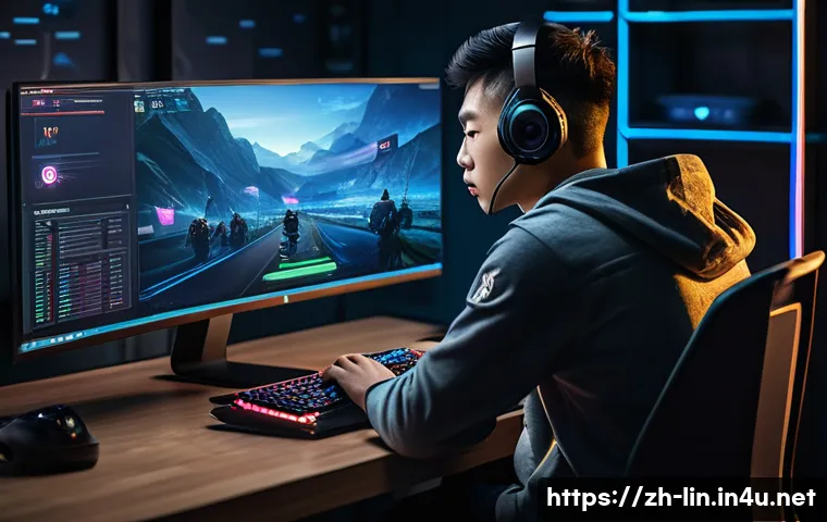 리니지 계정 복구 방법 - A modern, sleek gaming setup scene focused on account security: a confident young Chinese gamer sitt...