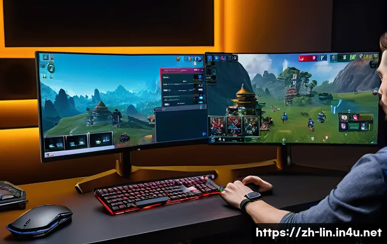 리니지 모바일과 PC 차이 - A detailed split-screen comparison image showcasing a player using a mobile device and a PC simultan...