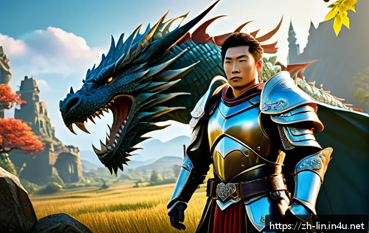 리니지 계정 가치 평가 - A detailed fantasy warrior character standing proudly in a lush medieval battlefield, wearing intric...