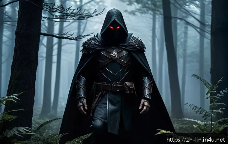 리니지 희귀 몬스터 출현 정보 - A mysterious rare monster called the Shadow Hunter lurking at the edge of a dark, dense forest durin...