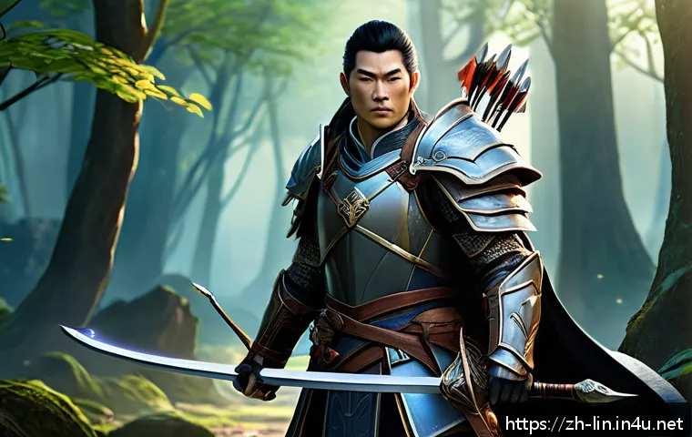 리니지 MMORPG 입문법 - A dynamic fantasy game character selection scene showcasing three distinct classes: a heavily armore...