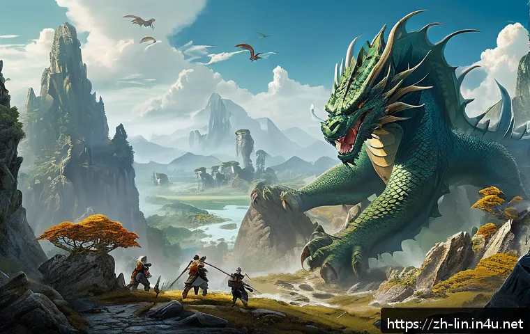리니지 고급 재료 파밍 가이드 - A detailed fantasy landscape depicting the outskirts of a dragon&rsquo;s lair, featuring moderately levele...